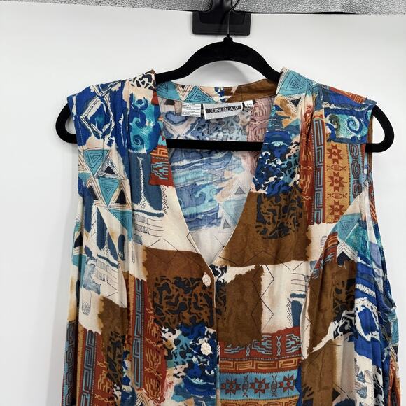 Joni Blair Dress Womens 20 Multicolor Sleeveless Button Southwest Midi Boho - Picture 4 of 13